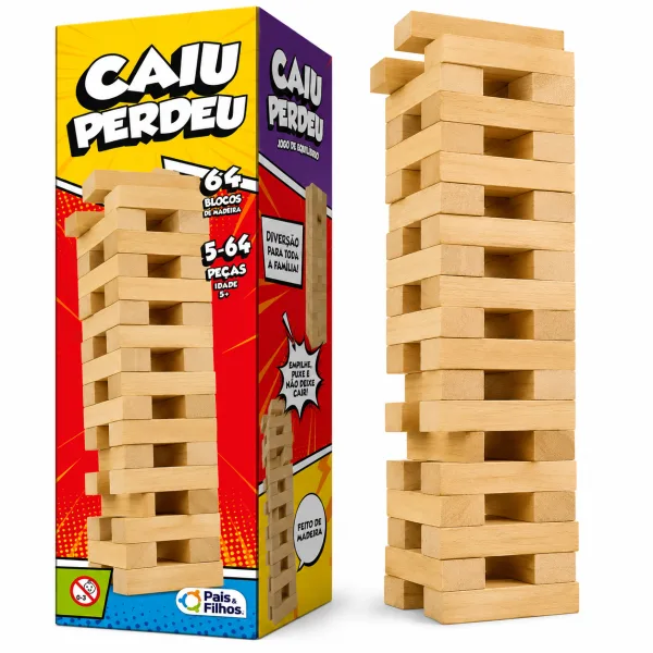 Juego de Habilidad "Caiu Perdeu" – Versión Jenga para Toda la Familia